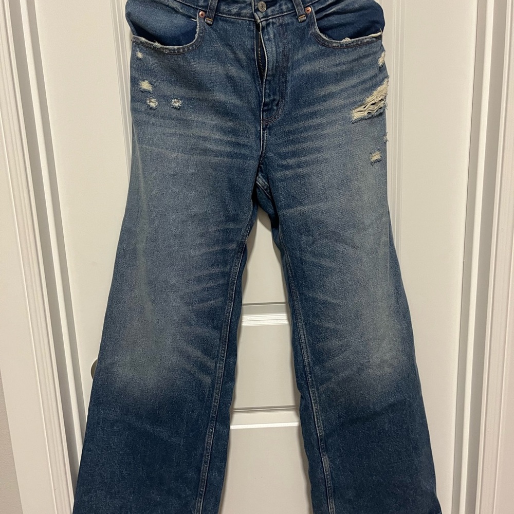 Abercrombie & Fitch Blue Flare Wide Leg Jeans - Picture 2 of 9